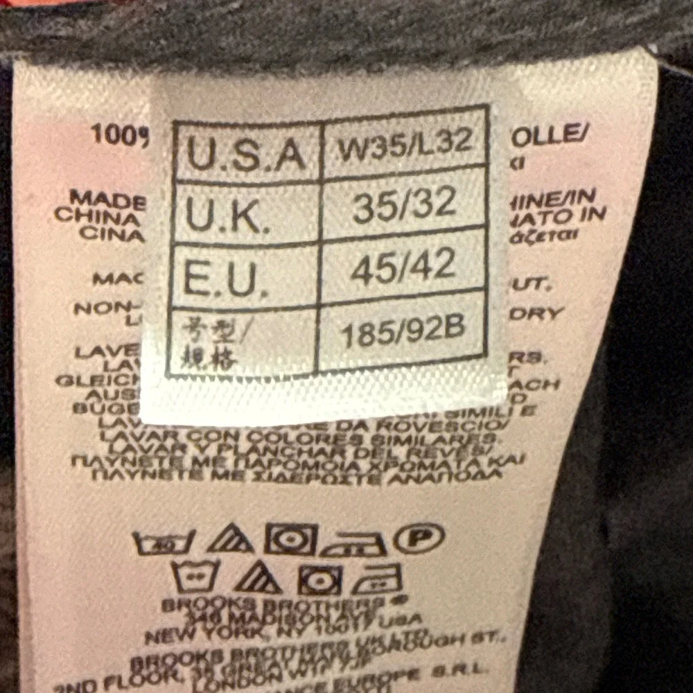 Brooks Brothers Corduroy Pants Mens 35x32 Brown Excellent Clark Fit Cotton